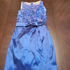 Beautiful blue dress with nude underlay